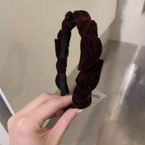 10.25韩国东大门baket发饰秋冬新款百搭简约丝绒打结蝴蝶结发箍