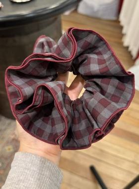 11.30韩国东大门Trois de LEI格子裙摆复古大肠发圈