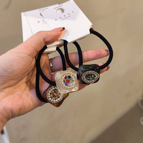 12.24韩国baket发饰方块华丽彩钻发绳发圈