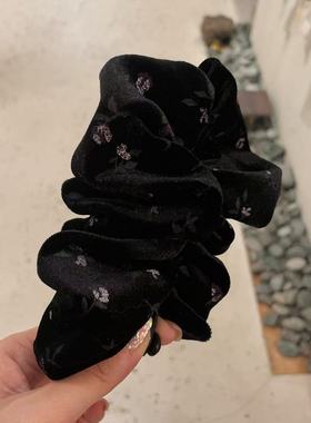 10.28韩国东大门baket发饰丝绒小碎花褶皱马尾夹香蕉夹