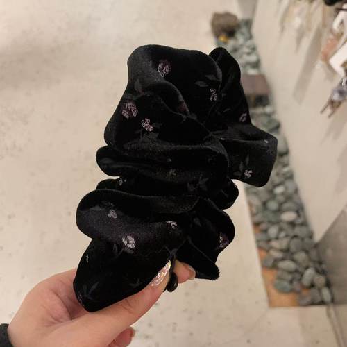 10.28韩国东大门baket发饰丝绒小碎花褶皱马尾夹香蕉夹