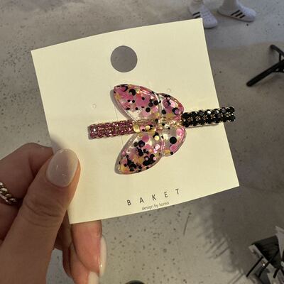 7.13韩国baket发饰蝴蝶水钻珍珠发夹甜美百搭一字发卡鸭嘴夹