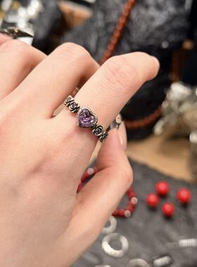 2.8东大门韩国Trois de LEI爱心玫瑰复古戒指