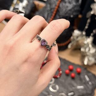 2.8东大门韩国Trois de LEI爱心玫瑰复古戒指