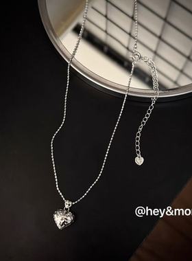 2.10韩国hey银饰经典菱格丽缇爱心项链925银