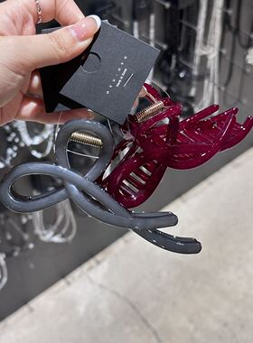 9.13韩国nyunyu发饰安可拉红蝴蝶结飘带抓夹简约