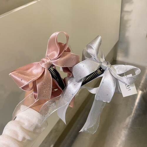 7.12韩国东大门baket发饰点点亮钻丝带蝴蝶结香蕉夹