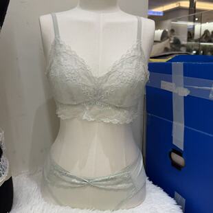 2.26韩国东大门flora春款 纯色碎花蕾丝吊带内衣套装