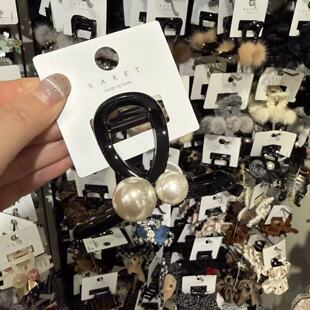 2.24韩国东大门baket发饰简约珍珠温柔8cm抓夹发抓