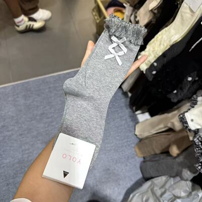 9.28东大门韩国YOLO网纱蝴蝶结可爱袜子女