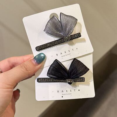 4.12韩国东大门baket发饰网纱蝴蝶结水钻鸭嘴夹