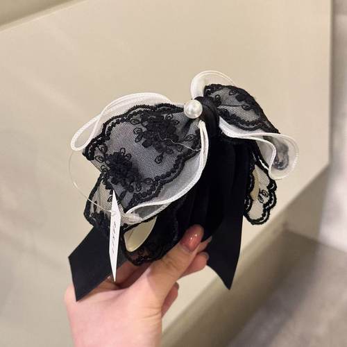 2.18韩国东大门baket发饰蕾丝花珍珠蝴蝶结香蕉夹