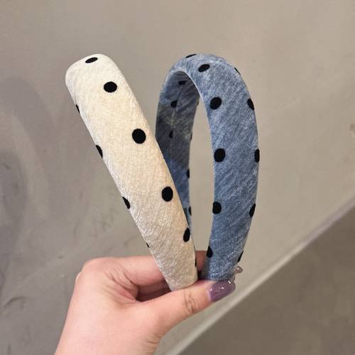 11.23韩国baket发饰复古波点丝绒发箍高颅顶