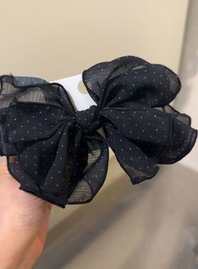 5.27韩国baket发饰甜美波点纱蝴蝶结发夹新款超仙气质发卡弹簧夹