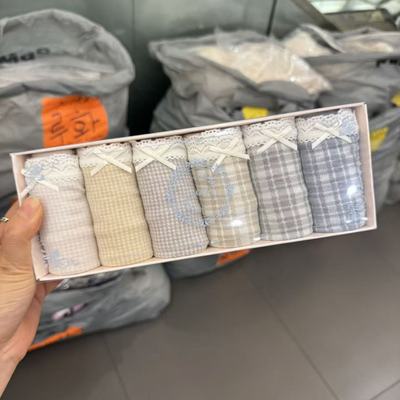 11.16韩国东大门flora格子内裤女盒装6条