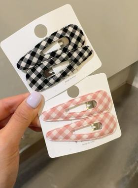 5.27韩国东大门baket发饰清新网格爱心发夹边夹