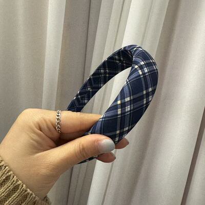 1.11韩国东大门Trois de LEI印花格纹发箍边夹打折合集高颅顶