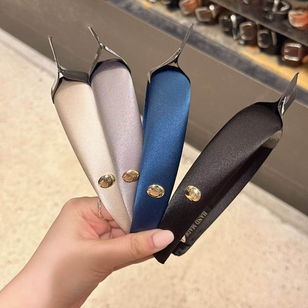 5.16韩国nyunyu发饰2025新款小金标净版缎光高颅顶发箍