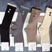 11.24东大门韩国YOLO撞色小纽扣袜子