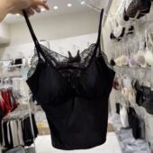 2.26韩国东大门flora春款 纯色缎面光泽简约蕾丝美背内衣