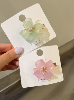 5.27韩国东大门baket发饰立体多层珍珠花瓣发夹边夹