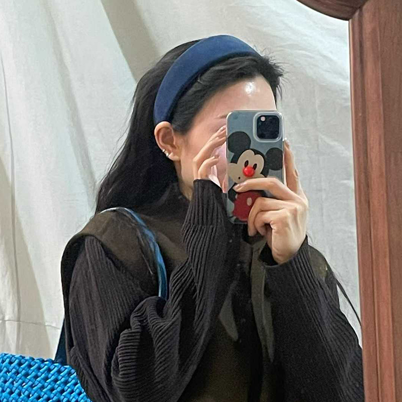 10.20韩国东大门Trois de LEI复古纯色丝绒宽边发箍