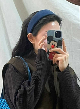 10.20韩国东大门Trois de LEI复古纯色丝绒宽边发箍