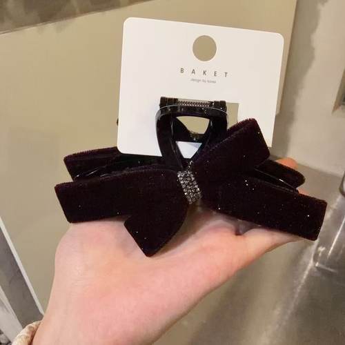 11.8韩国东大门baket砂糖水钻打结满天星丝绒蝴蝶结抓夹香蕉夹