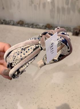 12.21直播韩国baket发饰印花复古丝绒打结高颅顶发箍宽边