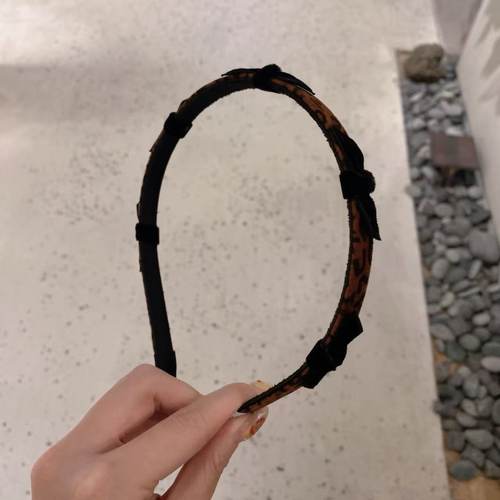 9.30韩国东大门baket发饰秋冬豹纹丝绒蝴蝶结细边发箍