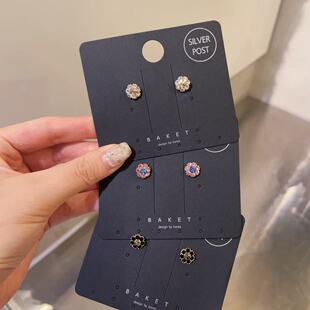 11.2韩国东大门baket耳饰镭射水钻高闪花朵耳钉银针