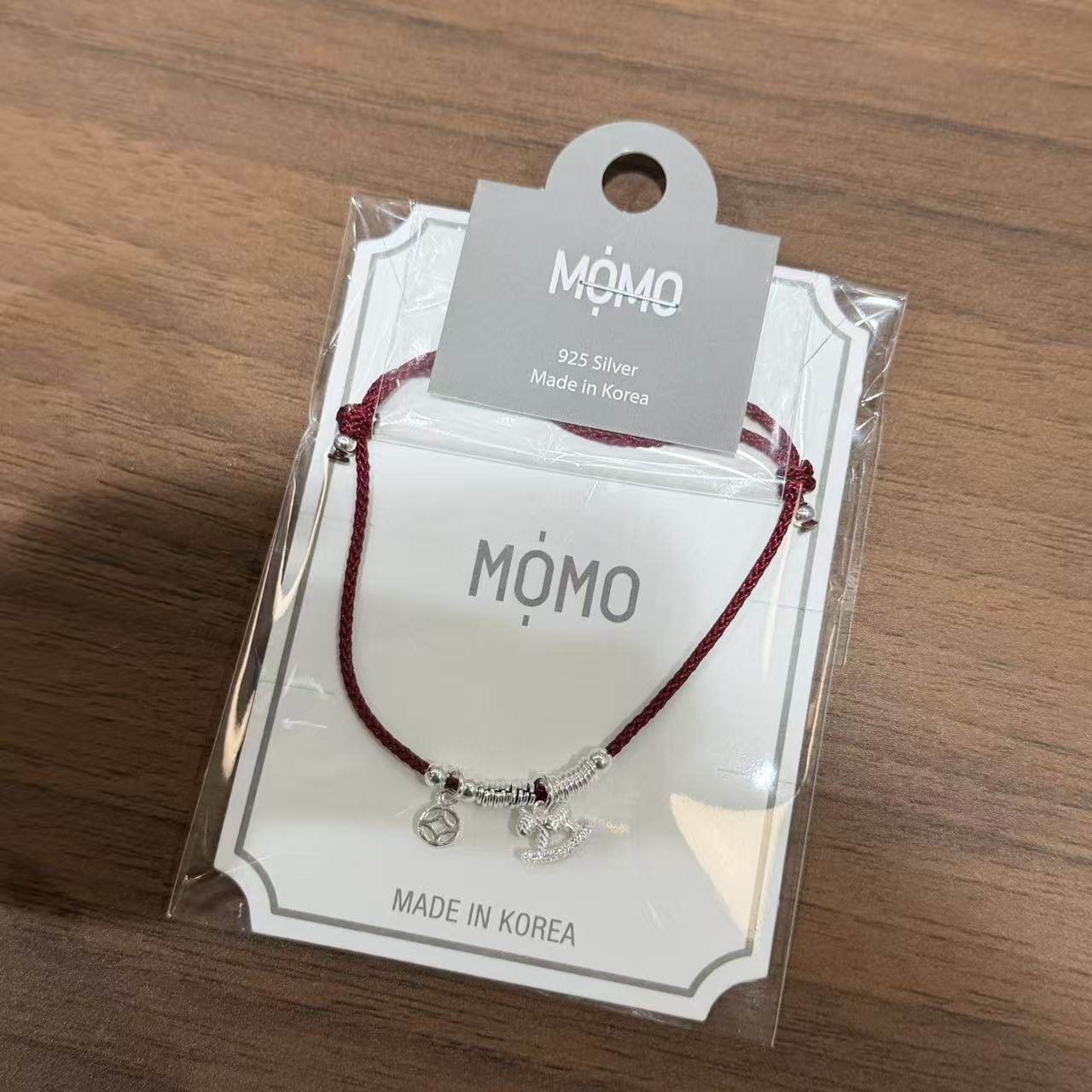 12.15直播韩国momo银饰小钱币木马红绳手链925银
