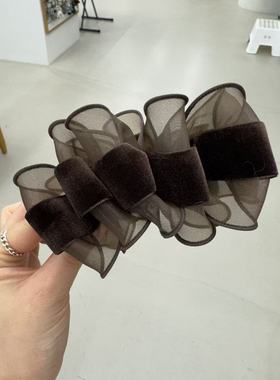 11.23韩国maylee发饰显发量丝绒网纱褶皱香蕉夹