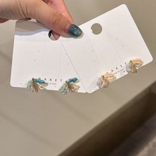 4.14韩国东大门baket耳饰精致彩色串珠蝴蝶结耳钉