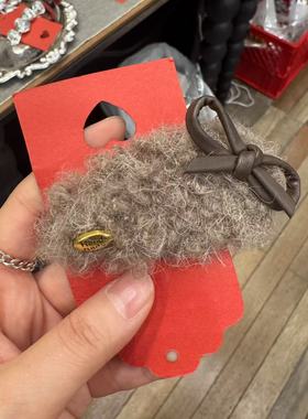 11.30韩国东大门Trois de LEI可爱羊羔毛蝴蝶结BB夹