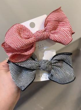 5.27韩国东大门baket发饰布艺细格蝴蝶结发夹弹簧夹