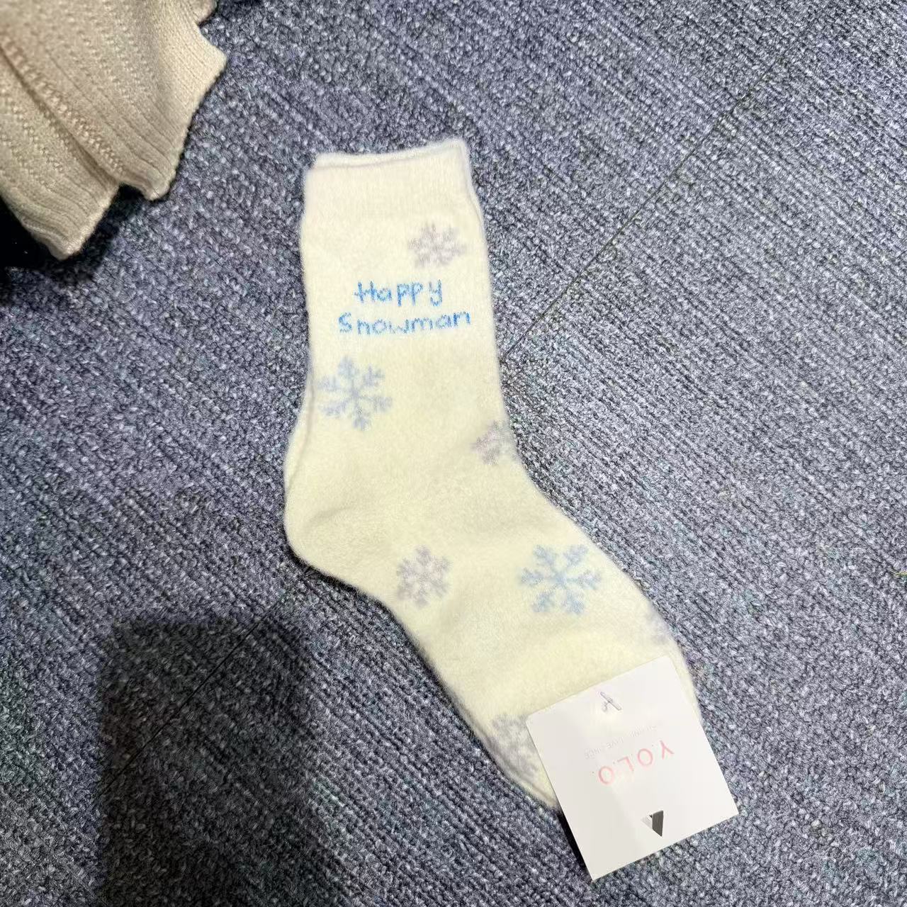 12.1东大门韩国YOLO雪花雪人可爱袜子