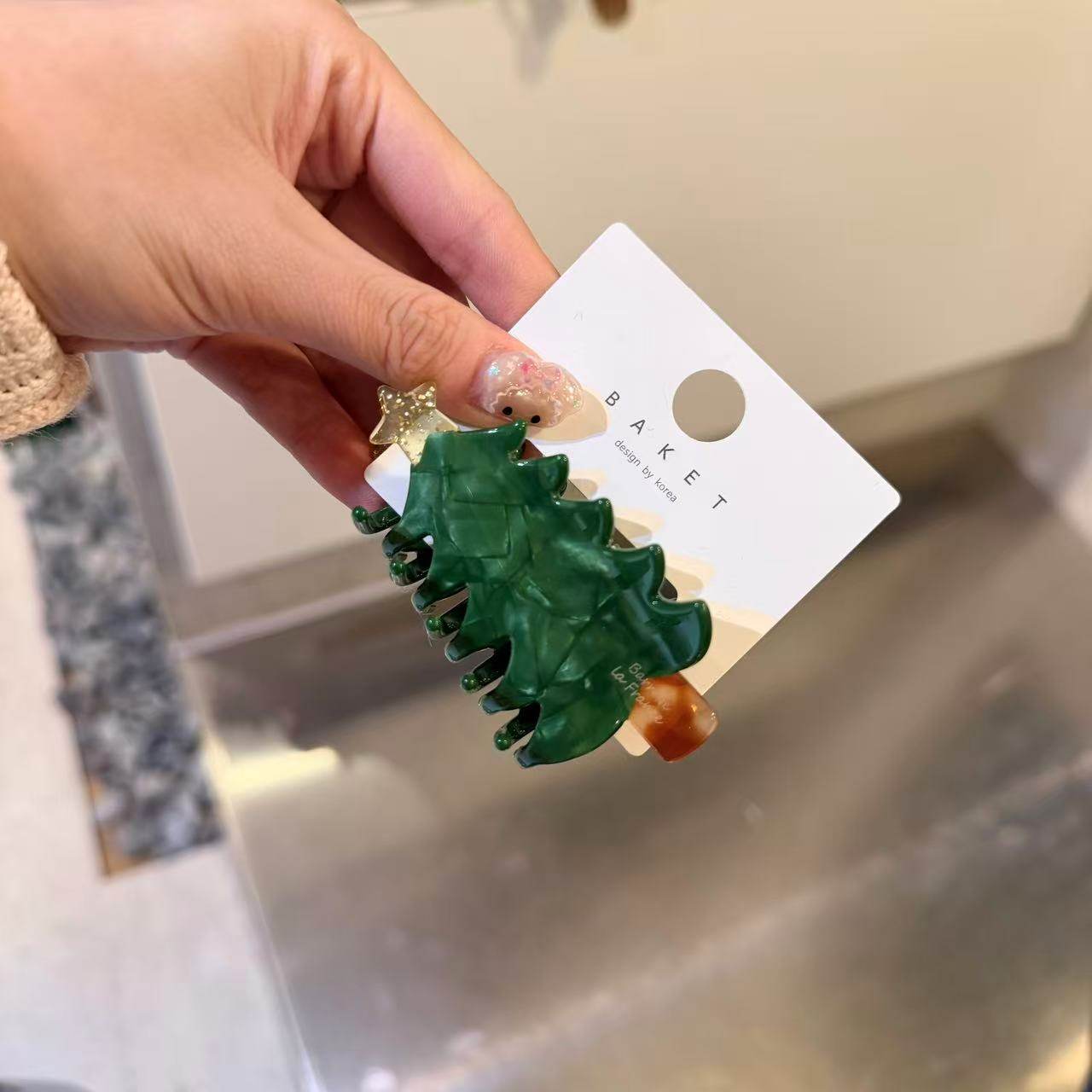 12.2韩国东大门baket发饰混色法造圣诞树发夹边夹抓夹