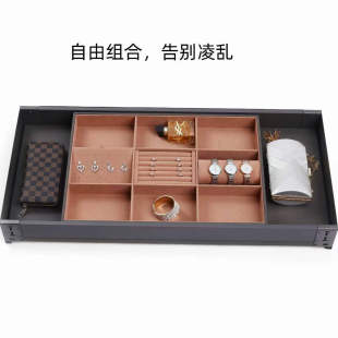 高端首饰盒皮绒抽屉式 分格收纳盒项链戒指分隔手表手镯耳环整理盒