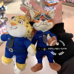 疯狂动物城人物站姿毛绒钥匙扣尼克朱迪豹警官上海迪士尼代购