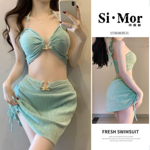 分体泳衣女2026新款 薄荷高级质感性感纯欲夏日度假温泉海边比基尼