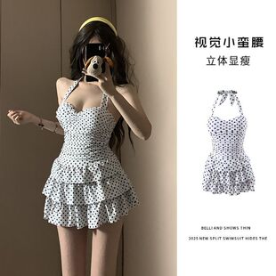 2026新款 波点泳衣女复古女孩保守显瘦遮肉性感聚拢高级感 连体裙式