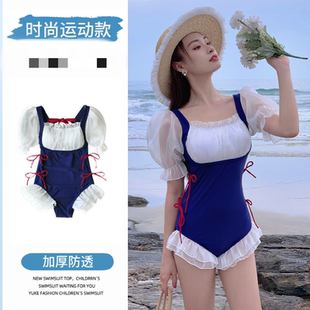 游泳衣女夏2026新款 连体保守遮肚显瘦纯欲网红风高级感泡温泉泳装