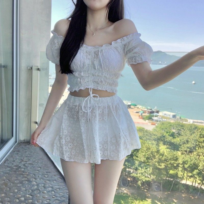 成人泳衣女分体式两件套保守显瘦遮肉仙女范纯欲风温泉游泳馆专用