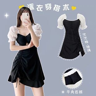游泳衣遮肚显瘦连体裙式 沙滩韩国ins风 小胸聚拢休闲性感保守泳装
