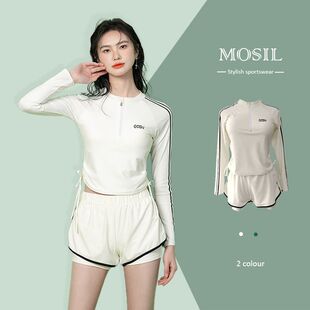 遮肉泡温泉修身 保守学生显瘦遮肚长袖 防晒运动游泳馆 泳衣女款 新款