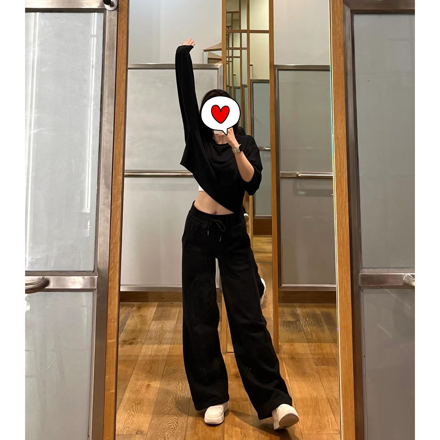 Juicefish不好穿打我!露同料！加绒休闲阔腿裤束腰保暖运动卫裤