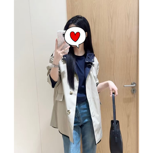 Juicefish秋宋佳同款一件两穿两面穿宽松保暖中长连帽风衣外套女