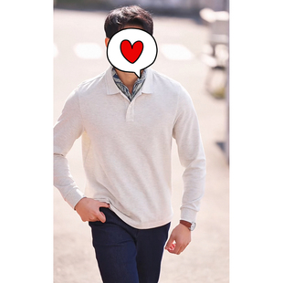 Juicefish家属福利！翻领长袖polo春通勤休闲打底纯棉T恤上衣男款