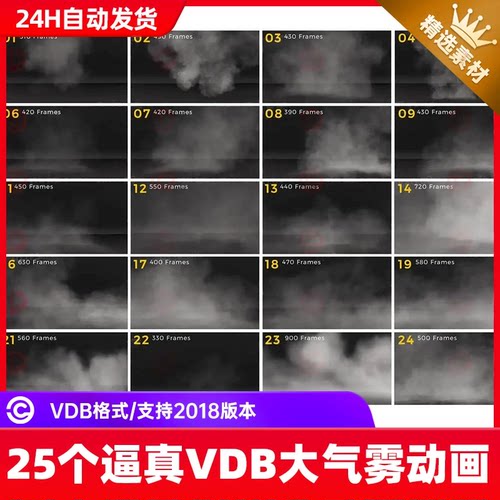 c4d逼真VDB烟雾雾气雾气vdb云层白云大气动画3d模型blender 3dmax